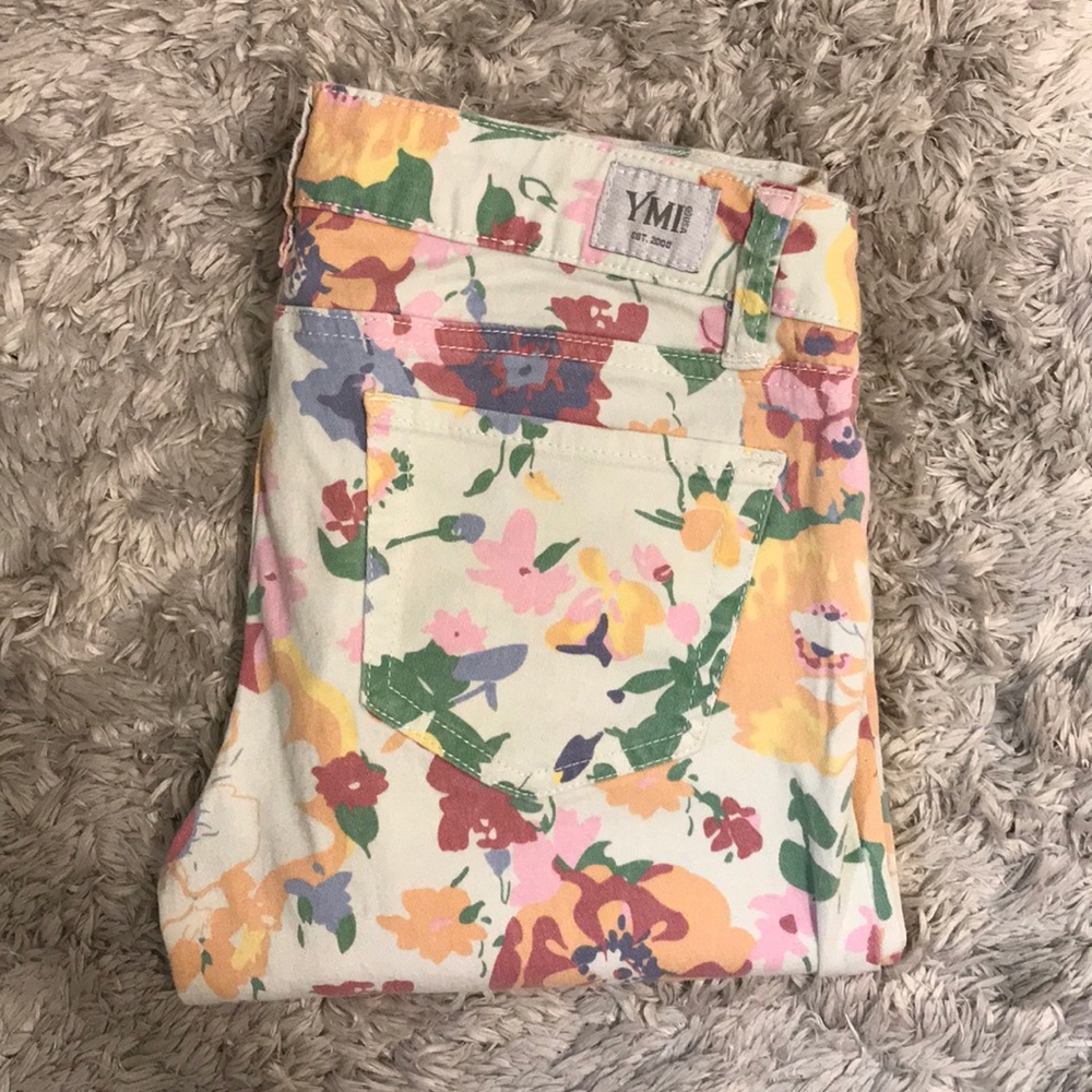 Floral low rise skinny jeans